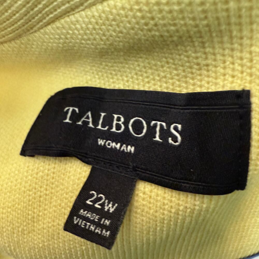 Talbots Women Blazer Jacket SZ 22 Yellow Nautical Anchor Lining 100% Cotton Knit - Picture 2 of 5